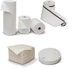 Oil-only absorbent pads and rolls